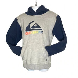 QUIKSILVER Grey Blue Sweatshirt Hoodie - Cotton Blend -Boys Size 7